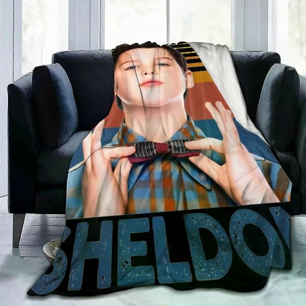 Young Sheldon Funny Comedy Merchandise Filt Sammet Soffa Sheldon Cooper Pläd Bekväm Mjuk för Sovrum Sängöverkast 200x150cm