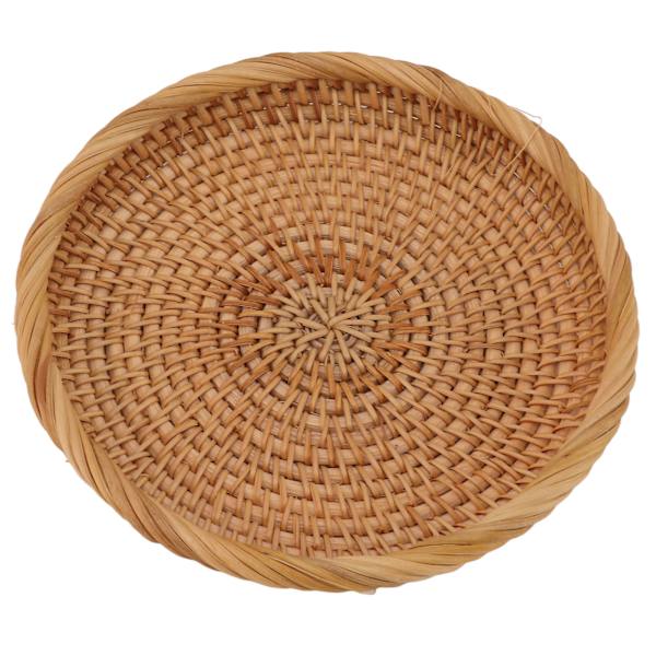 Flettet frugtfad i rattan - elegant, traditionelt og naturligt - serveringsfad til køkkenbord og bord L