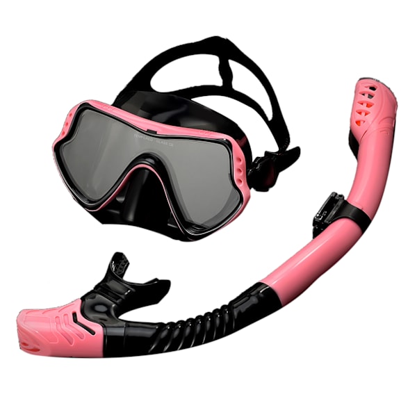 Dyksnorkelset Säker Justerbar Elastisk Förhindra Glidande Snorkel Mask Set för Män och Kvinnor Rosa Ram Svart