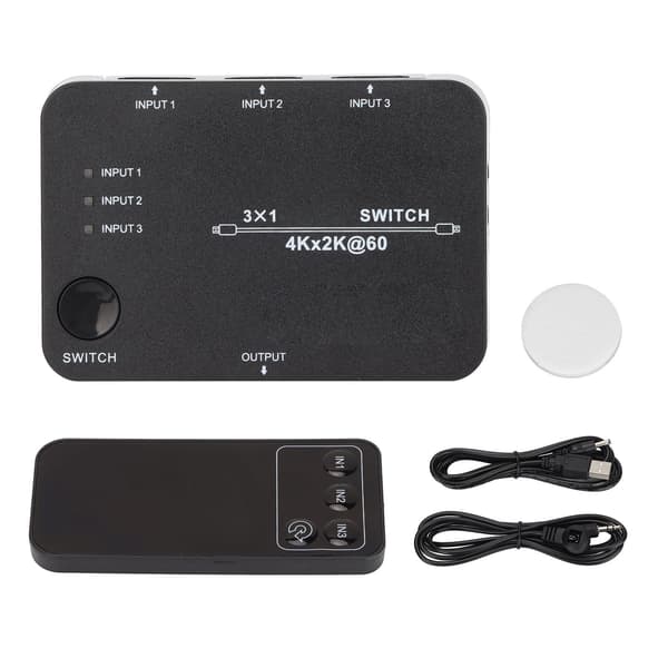 3 in 1 ut 4K2K 60Hz HD Multimedia Interface Video Switcher Låg Strömförbrukning Stabil HD Videoadapter