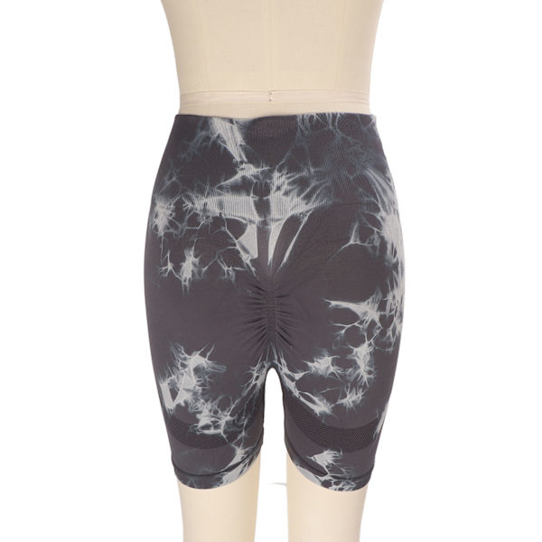 Yoga Shorts Hög Midja Grå Tie Dyeing Mjuka Rumplyftande Yoga Shorts för Kvinnor Löpning M