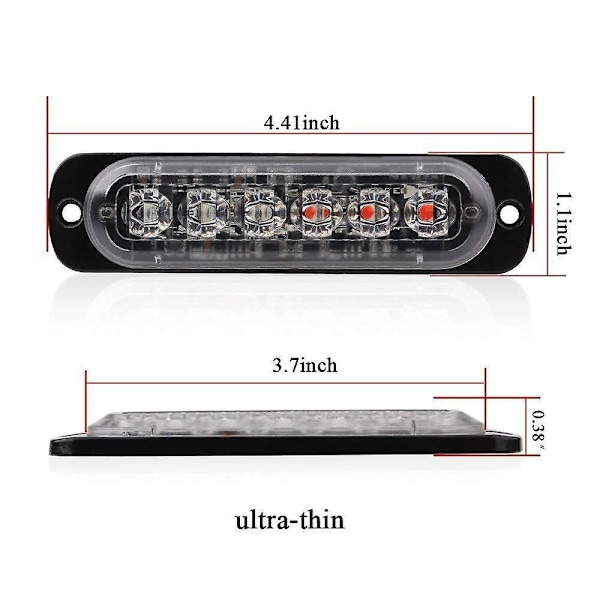 4 kpl LED-hätävilkkuja 6 LED-helmellä autoon, sininen ja punainen varoitusvalo