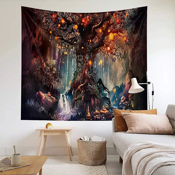 Psykedeelinen vesiputous Tree of Life -seinätapetti - Fairy Wall Decor -peitto