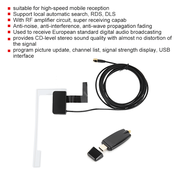 DAB USB-adapter for bilmottakere for Android-versjoner 4.4.4 eller nyere