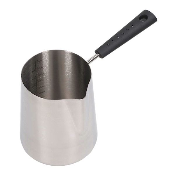 Kaffemælksskumningskande 304 Rustfrit Stål Langt Håndtag Mælkekande Spids Tud Latte Skumningskop med Skala 900ML 22x12x10.3cm/8.7x4.7x4.1