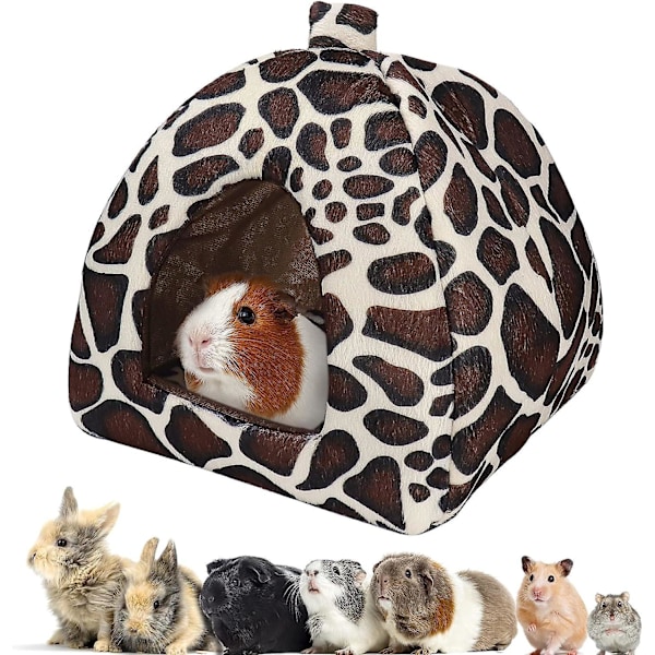 Varm Fleece Cuddle Cup för Små Husdjur Tvättad Vinter Sovhus för Marsvin Kaniner Fräsar Chinchillor Leopardmönster