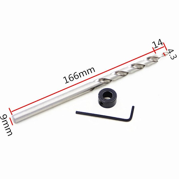 HSS trinbor til Kreg Pocket Hole Jig Master System, 9 mm med lommehul og dybdestopkrave