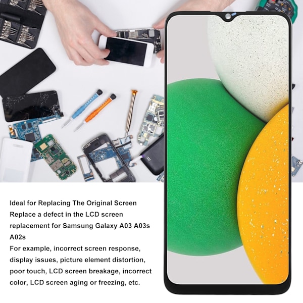6,5-tums skärmbyte LCD-skärm Touch Digitizer Montering Reparationsdelar för Samsung Galaxy A03 A03s A02s