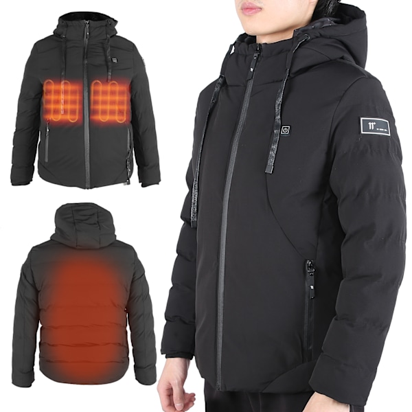 Uppvärmd jacka USB elektrisk mjuk vattentät värmejacka varma kläder kappa för vinter XL