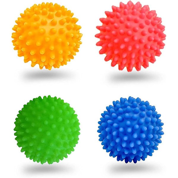 Vaskeballer for klesvask, solide fargerike vaskeballer, flokefrie gjenbrukbare tørkeballer (4 stk)