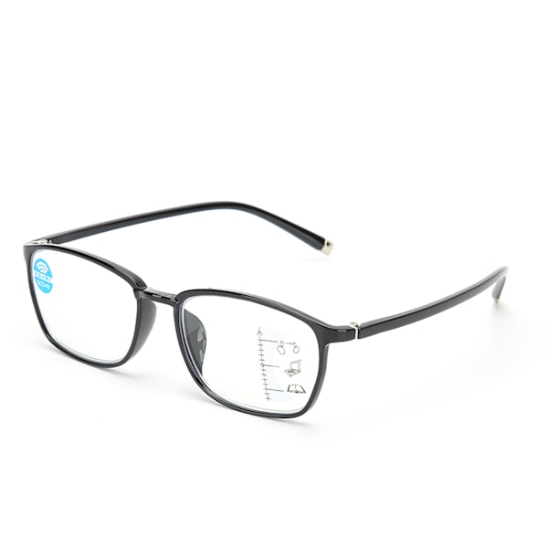 Unisex Visual Fatigue Relief Multifokale læsebriller Anti Blue Rays presbyopiske briller (+250 sorte)