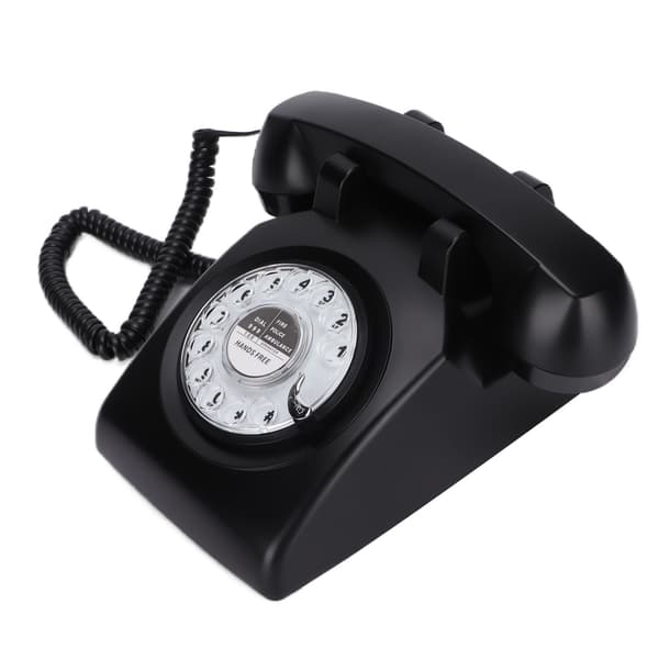 Retro drejelig fastnettelefon 60'er gammeldags klassisk drejeskive kablet fastnettelefon sort