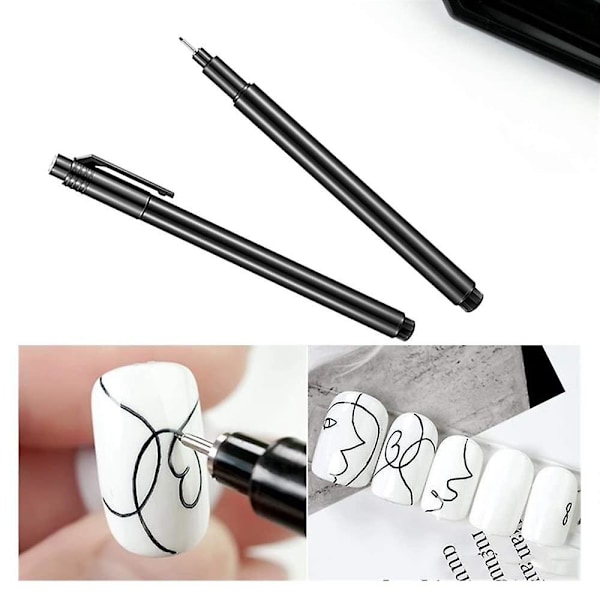 2 stk. Neglekunst Pen Vandfast Graffiti Liner Pensel til DIY Blomsterdesign og Abstrakte Detaljer