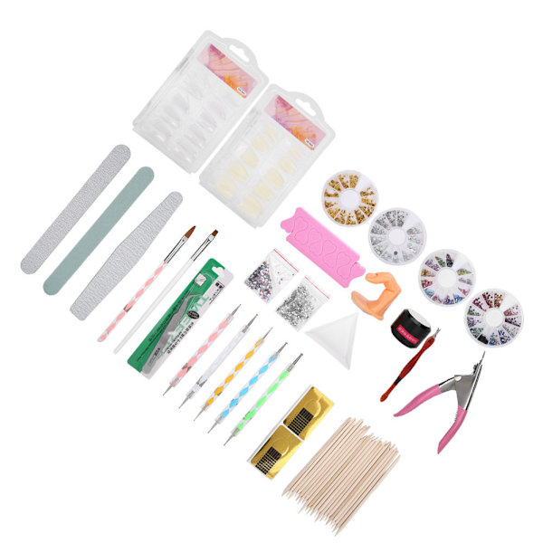 Set Nail Art Dotting Pen tekojalokivi UV-geeli kynsiviila Nail Art Tools Kit