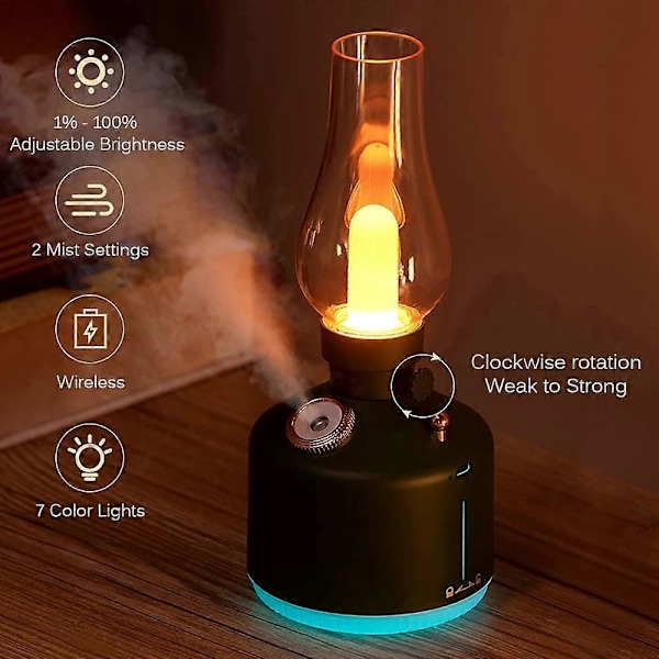 Ilmankostutin, USB Ladattava Sumutuslyhty Kannettava LED Retro Camping Valo Liekitön Telttavalo Ilmankostuttimella Makuuhuoneeseen Toimistoon Lastenhuoneeseen D