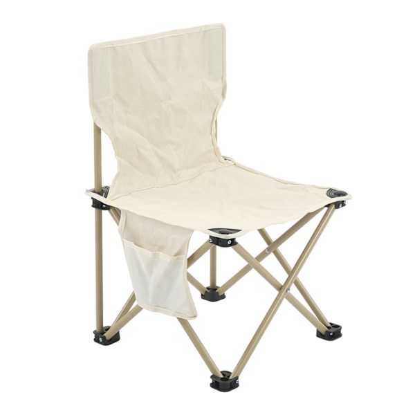Fällbar stol förhindrar halkning Lätt bärbar campingstol med förvaringsväska för fiske picknick grill beige L