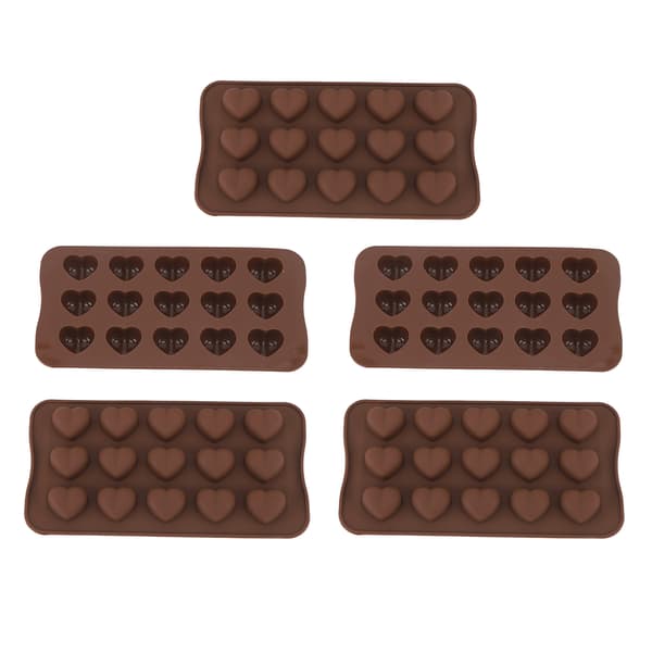 Hjärtform Bakform 15 Hål Diskmaskinsäker Non-Stick Silikonformar för Godis Choklad Isbitar 5st