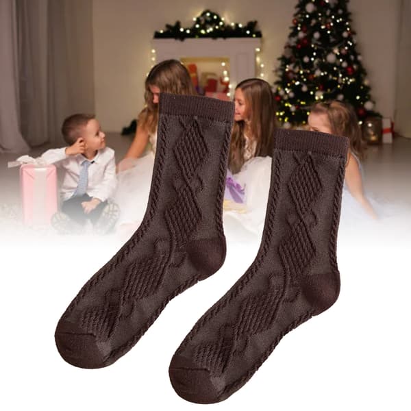Børne Crew Sokker til Piger Bomuld Komfortable Varme Retro Preppy Mid-Calf Crew Sokker til Vinter Efterår Kaffe M