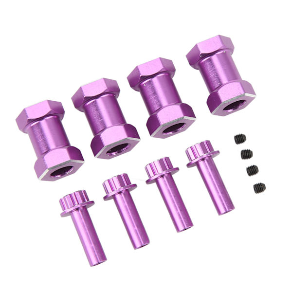 4 st 12 mm RC-hjulnav med 20 mm förlängningsförskjutning för 1/10 RC-krypare Reparation och uppgradering Lila