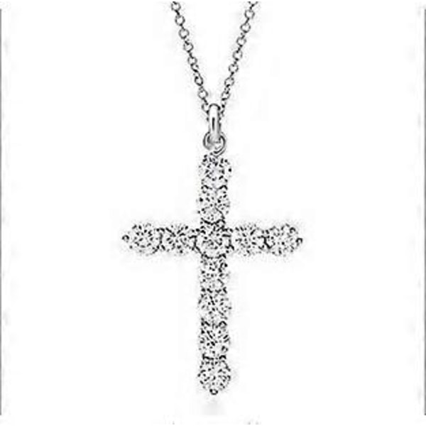 925 Sterling Sølv Dame Cubic Zirconia Kors Vedhæng Halskæde