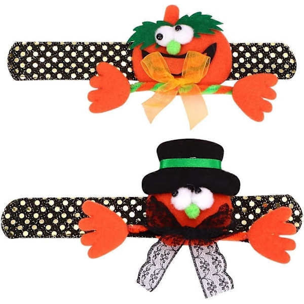 2 st Pumpor Slap Armband Halloween Dekorationer för Barn (Orange) Halloween Leksaker för Barn