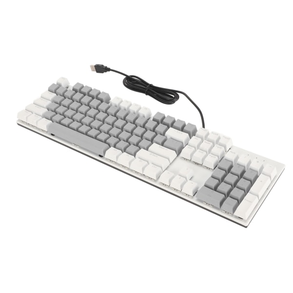 104 tangenter Mekaniskt speltangentbord 28 Bakgrundsbelysningslägen Blå Switch Plug and Play RGB Trådbundet datortangentbord för Windows för Linux Vit Grå