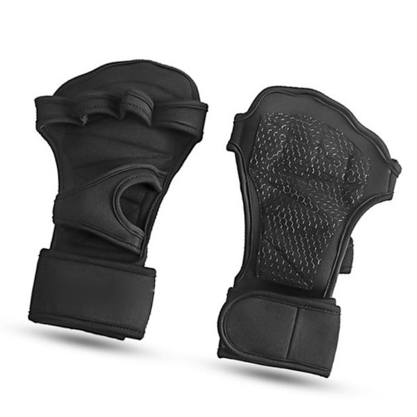 Vikter lyftning handskar polyester fiber kardborreband hög densitet halkfria träningshandskar för träning viktlyftning svart XL