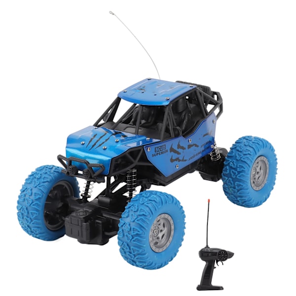 RC Off Road Bil 1/18 Skaleret 4 Kanals Genopladelig Legering Skal Fjernbetjening Crawler Køretøj til Drenge Piger Børn Blå