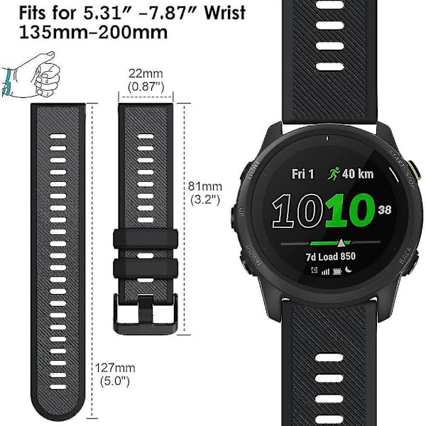 Silikonersättningsrem för Garmin Venu 2/Vivoactive 4/Forerunner 745 - 22mm Grå