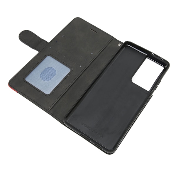 PU - läder Flip Wallet Phone case 2 Färg Splits Stötsäkert Telefon Skyddsfodral Case för Samsung S21 Ultra Black