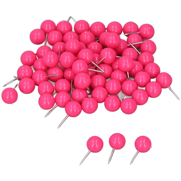 100 st Tryckstift Kartstickor Stål Plast Dekorativa märkningsstift för korkbrädor 9,5x20 mm Rose Red