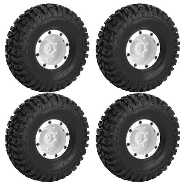 4 kpl 1/10 kauko-ohjattavan auton 1,9 tuuman alumiinivanteet ja 115 mm kumirenkaat RC-lisävarusteet, valkoinen