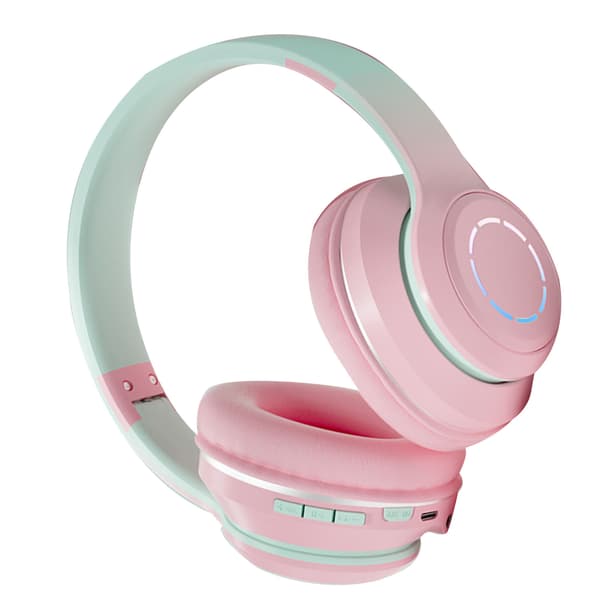 Trådløst Gaming Headset Gradient BT5.2 Forbindelse Bløde Ørepuder Farverige Lys Gaming Headset til Stationær Bærbar Pink