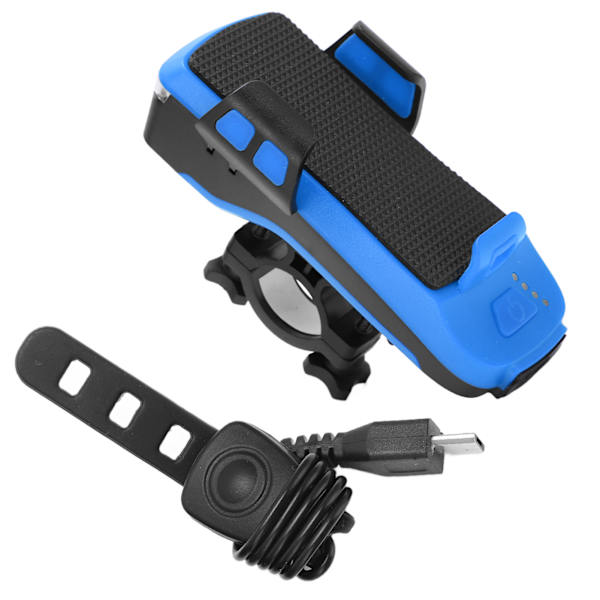 Multifunksjonell USB-ladet sykkellykt med telefonholder - Blå