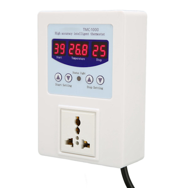 Digital LED temperaturregulator Vandtæt Plug and Play Opvarmning Køling Termostat til Opdræt Akvarier 110‑240V EU Stik