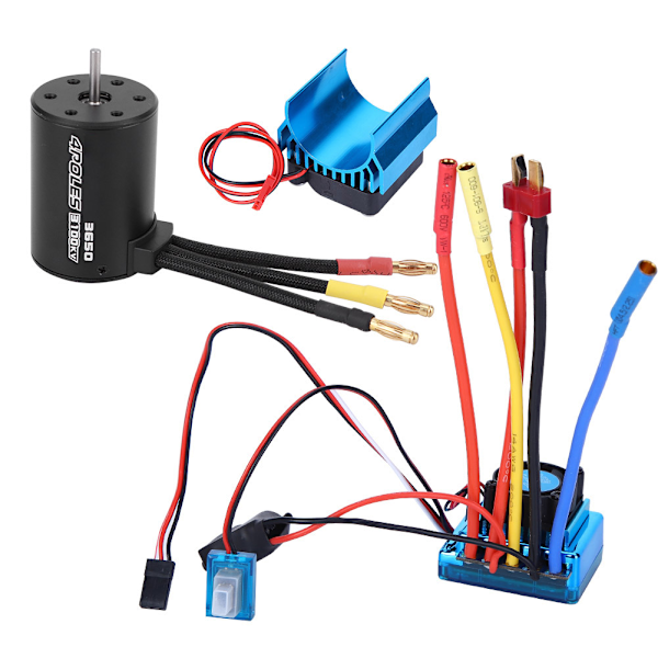 3650 Motor 3100Kv Borstlös ESC Kylfläns Set för 1/10 RC Bilmodell Tillbehör(80A )