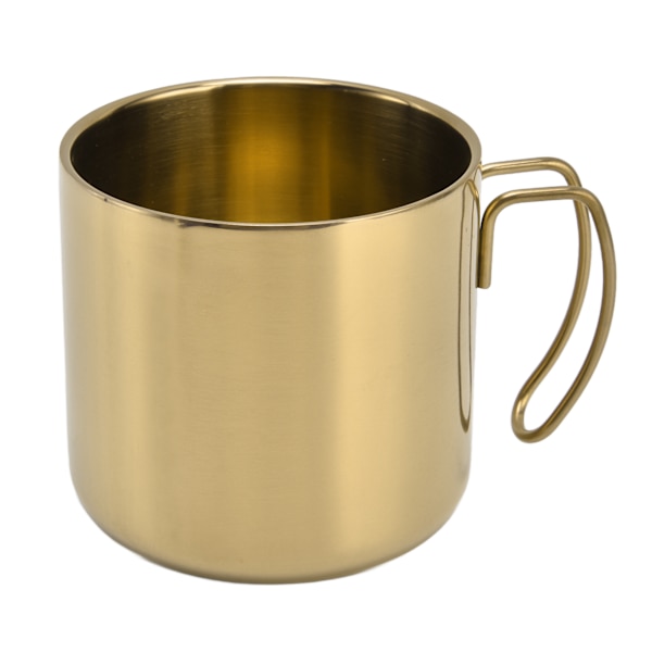 Kaffe Krus Rustfrit Stål 400ml Holdbar Praktisk Bærbar Vandkop med Håndtag til Hjemmet Kontor RestaurantGuld (Uden Låg) 400ml