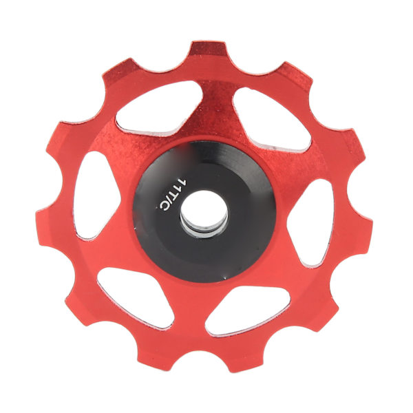 Bakväxelrulle 11 tänder Aluminiumlegering ihålig design Starkt stöd Inbyggt lager Cykelstyrningshjul Röd