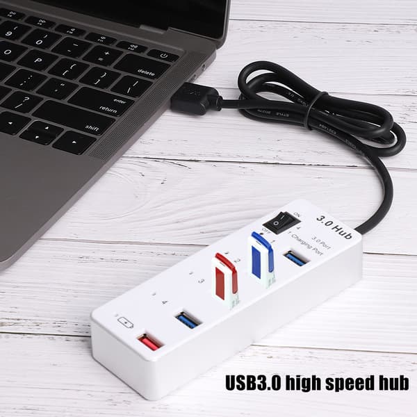 BYL-3011 USB3.0 4 höghastighets-hubb USB-laddningsgränssnitt datortillbehör vit