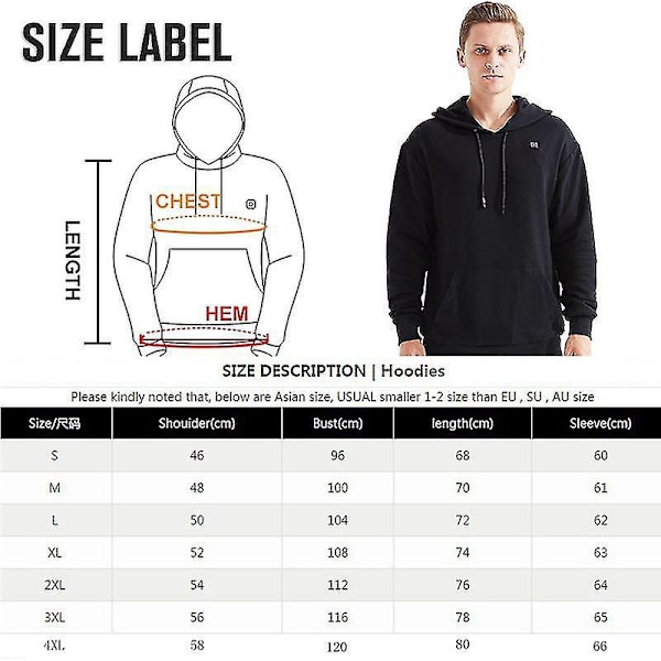 USB-uppvärmda Hoodies för Män och Kvinnor - Grå M