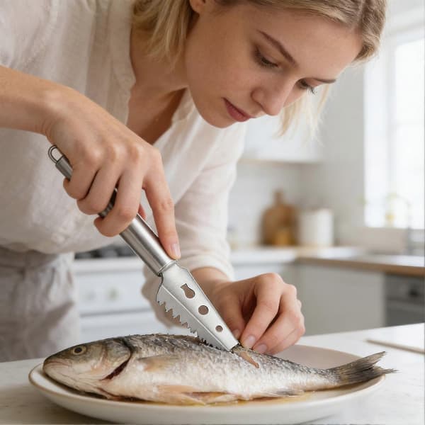 Stainless Steel Fish Scale Scraper with Splash Guard Ergonomic Handheld Descaling Tool for Kitchen