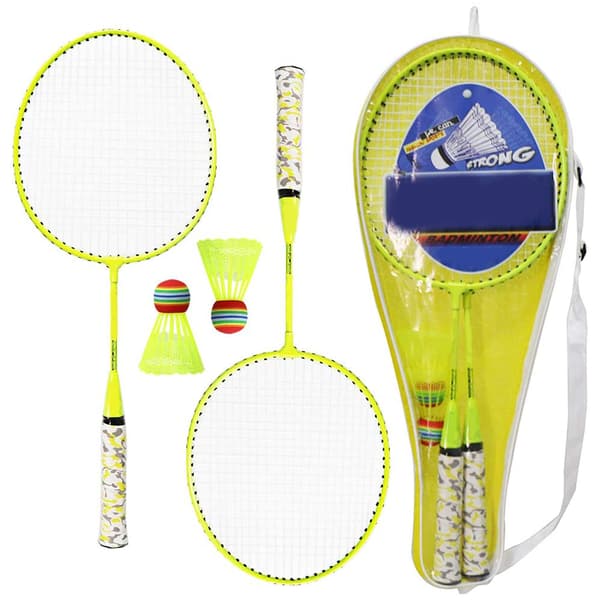 1 Par Barn Badmintonracket Ferroalloy Barn Badmintonracket med Bollar Träningsracketar