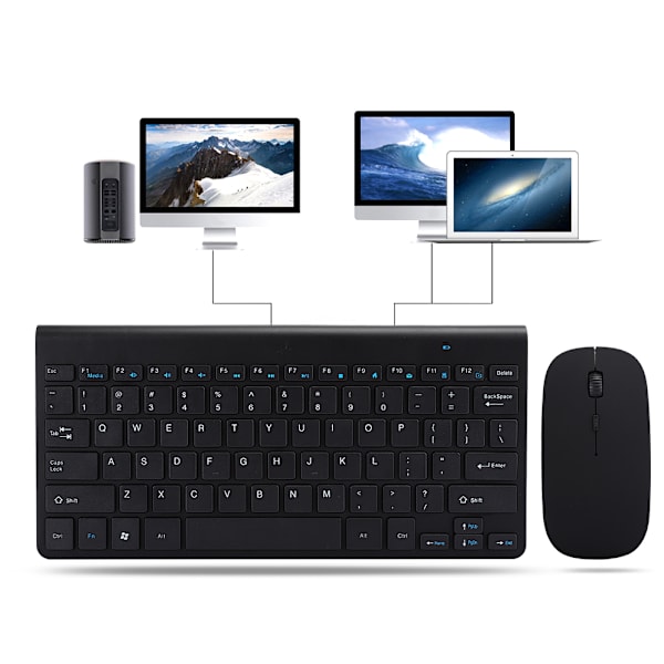 Trådlöst tangentbord Mus Set Ultra Thin Mute Mini Hemmakontor Datortillbehör 2.4G (svart)