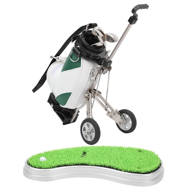 Työpöydän golf-kynäsarja 3 kuulakärkikynää ja minilaukku Znic-seoksesta valmistettu golf-kynäpussi alustalla Vihreä valkoinen