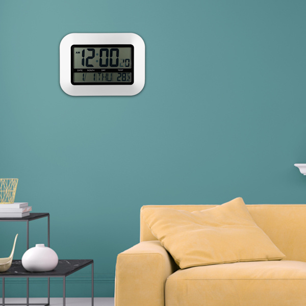 Hushålls multifunktionell modern digital klocka elektronisk termometer med kalenderdisplay