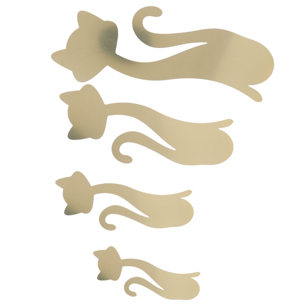 Cat Shape Spejl Wall Stickers Hjem Stue Soveværelse DIY Wall Art DecorationsGuld