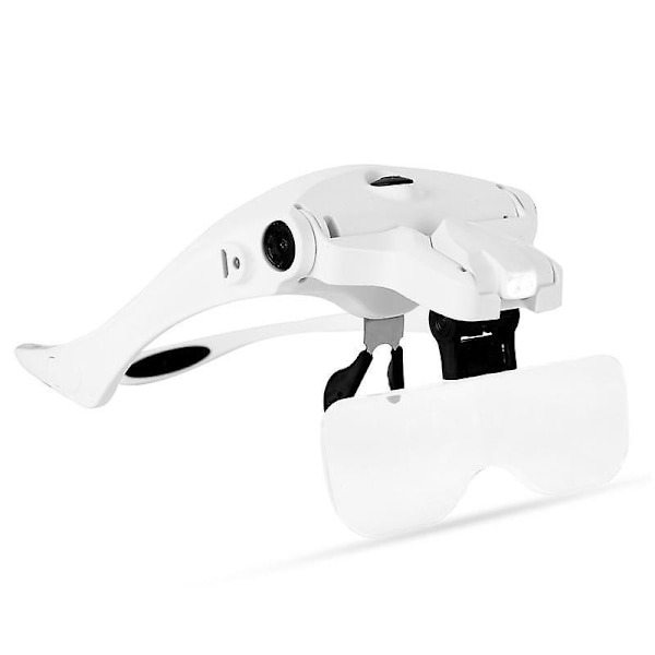 USB-uppladdbart pannband med förstoringsglas och LED-lampa - Smycken, hantverk, klocka (5 linser: 1,0x, 1,5x, 2,0x, 2,5x, 3,5x) - Uppgraderad version