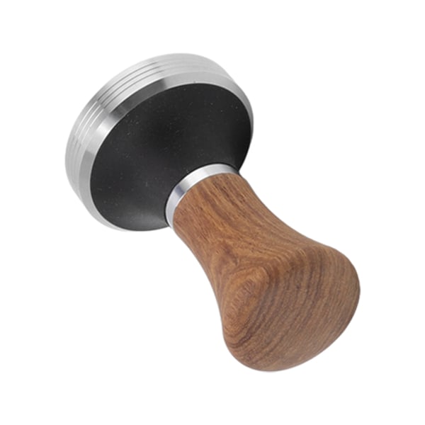 Kahvitamperi, ruostumaton teräs, litteä pohja, kahvin käsin tamppaustyökalu, puukahva, 58 mm/2,3 tuumaa