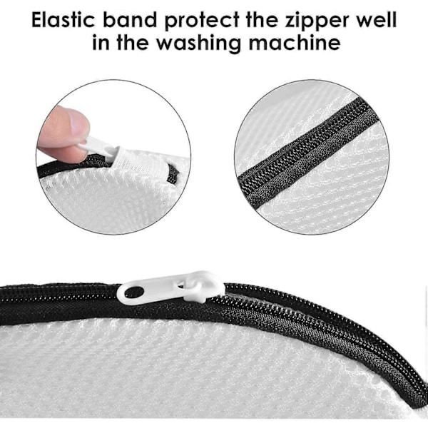 2-pack Skotvättspåse, Tvättnät med Dragkedja för Tvättmaskin Högkvalitativt Mesh Tvättväska Grå