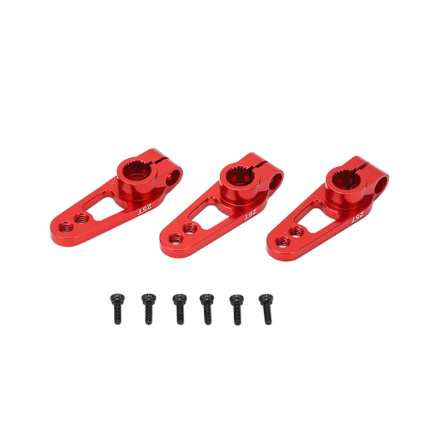 3 st/set 25T Styrservoarmar för 1/10 Fjärrkontrollbil Aluminiumlegering Servoarm Röd